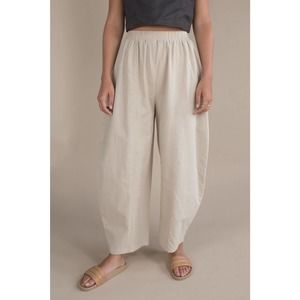 Ilana Kohn Pants Abe Wide Leg Tapered Cotton Oat Beige